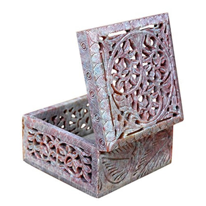 Hashcart Decorative Hand-carved Jewelry Box | Keepsake Box |Trinket Holder Watch Storage Box | Birthday, Anniversary, Housewarming Gifts For Women | office organizer | Home Decor