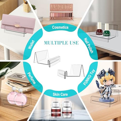 Boloyo Acrylic Display Stand with Sign Plate, 6PC Clear Display Easel Wallet Display Riser Holder, Acrylic Perfume Display Holder for Displaying Wallet, Figure , Cosmetic, Jewelry ,Makeups, Glasses (Small, 6PC) - color: Small