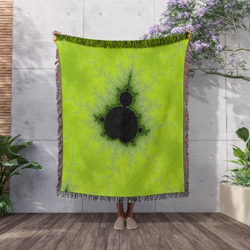 3dRose Mandelbrot Fractal Background in The Colors of Green. Woven Blanket