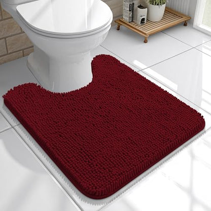 OLANLY Toilet Rugs U-Shaped 20x20, Soft Absorbent Chenille Contour Rugs - color: Burgundy, size: 20" X 20" Contour Rug