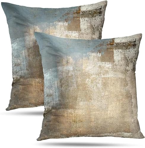 Throw Pillow Covers for Couch, 20x20 Inch, Set of 2, Beige Grey - color: Grey and Beige, size: 20" x 20" (Pack of 2)