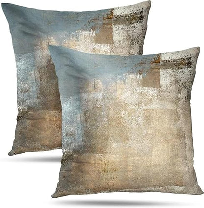 Throw Pillow Covers for Couch, 20x20 Inch, Set of 2, Beige Grey - color: Grey and Beige, size: 20" x 20" (Pack of 2)