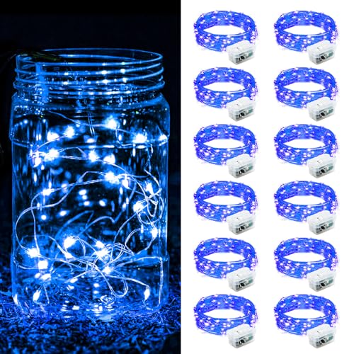 ZGWJ 12 Pack Blue Fairy Lights, Mini String Lights - color: Blue, size: 12P