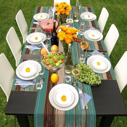 ArtSocket Table Runner and Placemats Set of 6, Farmhouse Teal - color: Farmhouse