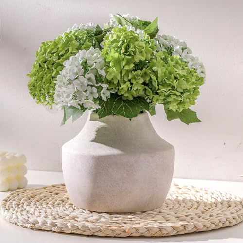 Mitt&Ditt Ceramic Flower Vase, 5.3 inch Off-White Farmhouse Rustic Vase, Handcrafted Weathered Pottery Vases, Small Flower Terracotta Vases for Home Decor, Living Room, Table, Shelf - color: B-5.3"h-antique