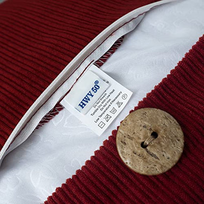 HWY 50 Burgundy Red Chenille Throw Pillow Covers 18x18 Inch Buttons - color: Burgundy Red, size: 18" x 18" (Pack of 2)