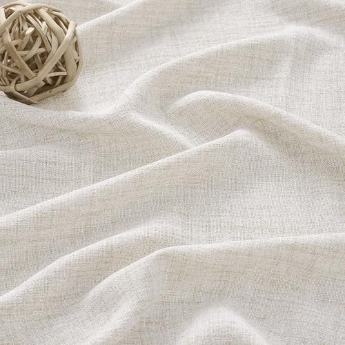 RAIN CITY Natural Pinch Pleated Curtains 63 Inches Long 2 Panels Set, Textured Natural Linen Blend Slub Yarn Sheer Window Drape for Small Windows Bedroom 42 by 63 Inch - color: Natural, size: 42"W x 63"L (Pack of 2)
