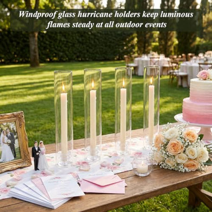 10Pcs Hurricane Glass Candle Holders for Candlesticks Hurricane Taper Candle Holder Clear Glass Candlestick Holder Tapered Candlestick Holder for Dining Table Thanksgiving Christmas Wedding Fall Decor