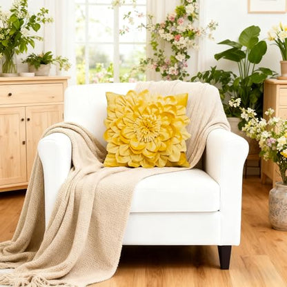 OiseauVoler Decorative 3D Throw Pillow Covers Aesthetic Yellow 18x18 Inch - color: Yellow