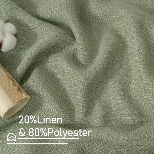 LAMIT Sage Green Semi Sheer Linen Curtains 36 Inch Length 2 Panels - color: Sage Green, size: 34"W x 36"L (Pack of 2)