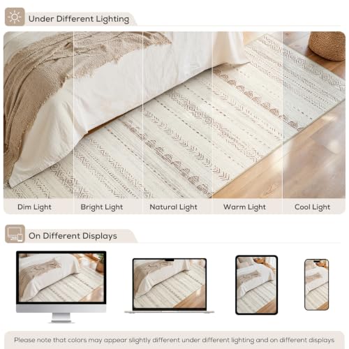 Nakagishi Boho 2x6 Runner Rug Machine Washable Rugs Non Slip Beige/Brown - color: Beige Brown, size: 2' X 6' (Runner)