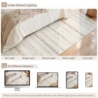 Nakagishi Boho 2x6 Runner Rug Machine Washable Rugs Non Slip Beige/Brown - color: Beige Brown, size: 2' X 6' (Runner)