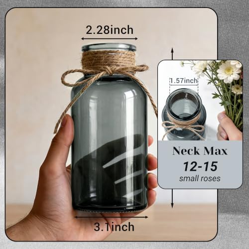 Mason Jar Glass Vases 6 Pack, Black Flower Vase for Centerpieces - color: Black