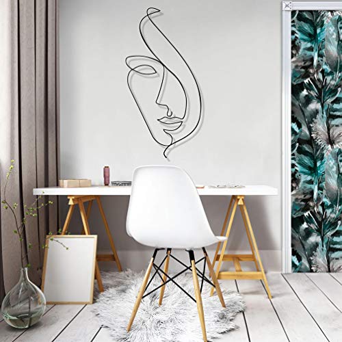 DEKADRON Line Wall Art, Abstract Face Metal Wall Art, Minimalist Art, Geometric Metal Wall Decoration, (15" W x 30" H) - size: 30"L x 15"W