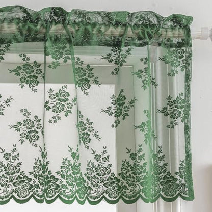 Kotile Emerald Green Sheer Valance for Kitchen Window W52xL18 Inch 1 Panel - color: Embrald Green