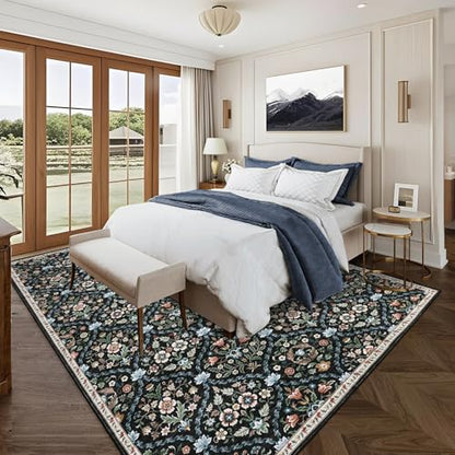 Garvee Large Washable Rug 9x12 Area Rugs for Living Room Non Slip Black - color: Trellis Black, size: 9' x 12' (Rectangular)