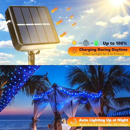 Joomer Solar Fairy Lights, 2-Pack Total 80FT 240LED String Lights, Blue - color: Blue, size: 2*120LED