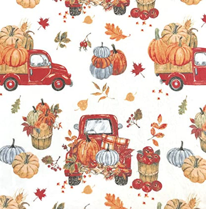 Fall Soft Fleece Throw Blanket, Harvest Pumpkins & Truck, 50" x 60" - color: Farm Truck