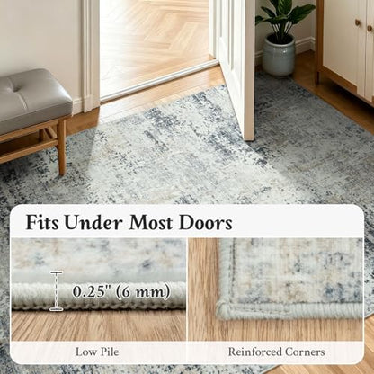 2x6 Runner Rug Non Slip Washable, Kitchen Hallway Entryway Carpet - color: Grey, size: 2' x 6' (Runner)