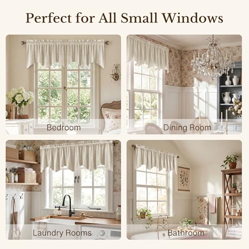 StangH 4-Panel Set Velvet Window Valance, 52x18 Inch, Beige - color: Beige, size: 52"W x 18"L (Pack of 4)