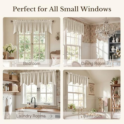 StangH Beige Window Valance Curtains 52x18 Inch, 1 Panel - color: Beige, size: 52"W x 18"L (Pack of 1)