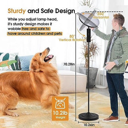 LED Torchiere Floor Lamp with Remote Control, Standing Lamp for Living Room - color: Matte Black