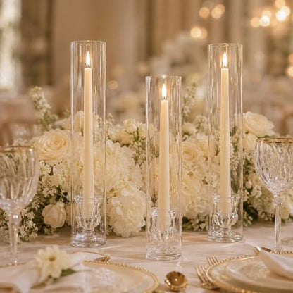 CHILL RECIPE Glass Hurricane Candle Holders, Set of 6, 12" Tall Clear Glass - color: Floral, size: 12Inch (6Pcs)