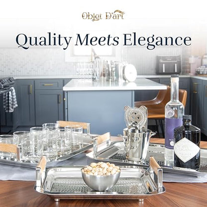 Objet D'Art Verona Round Decorative Silver Bar Tray - color: Verona