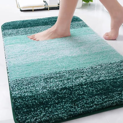 Arotive Microfiber Bathroom Rugs, Shaggy Soft Absorbent Bath Rug, 34x21 - color: Dark Green, size: 34" X 21"