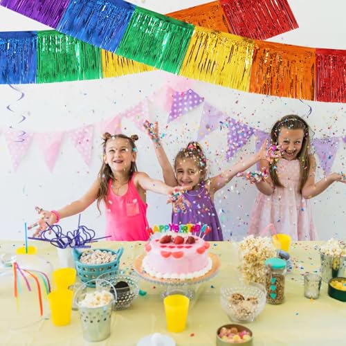BEISHIDA Colorful Fringe Garland Banner 30ft Wall Tinsel Foil Streamers - color: Colorful
