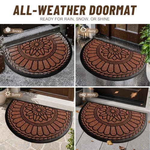 Mibao Half Round Door Mat, 47"x32", Maroon, Non-Slip Welcome Entrance - color: Maroon, size: 2'8" x 3'11" (Semicircular)
