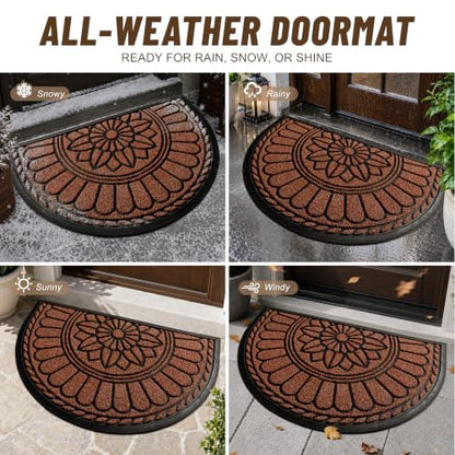 Mibao Half Round Door Mat, 47"x32", Maroon, Non-Slip Welcome Entrance - color: Maroon, size: 2'8" x 3'11" (Semicircular)