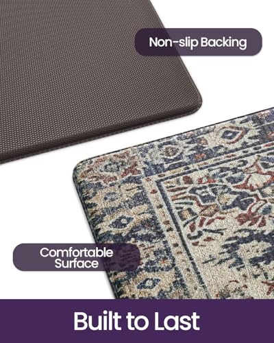 DEXI Kitchen Floor Mats Cushioned Anti Fatigue Runner Rug, 24x59 Red/Blue - color: Red/Blue, size: 59"L x 24"W x 0.4"Th