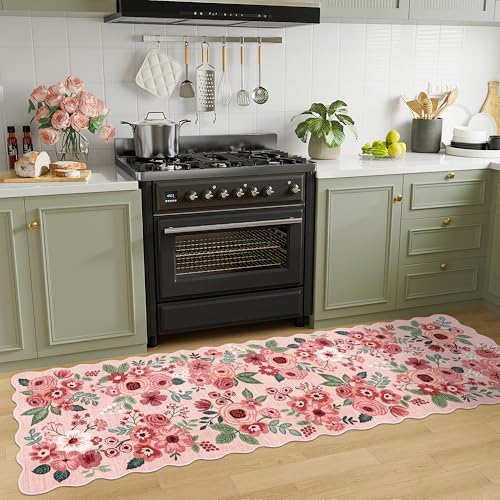 DUKINO 2x10 Runner Rug for Hallway, Washable Kitchen Rug Non Slip, Pink - color: Pink (Big), size: 2' x 10' (Rectangular)