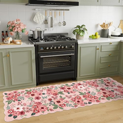 DUKINO 2x10 Runner Rug for Hallway, Washable Kitchen Rug Non Slip, Pink - color: Pink (Big), size: 2' x 10' (Rectangular)