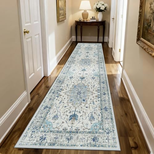 RELEANY Washable Vacuum-Friendly Area Rugs Runner 2'x8' Blue/Gray - color: Blue/Gray, size: 2' x 8' (Rectangular)