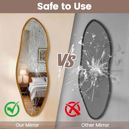 Irregular Full Length Mirror,Large Asymmetrical Wall Mounted Mirror - size: 65"L x 21.5"W