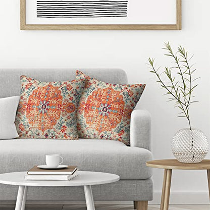Burnt Orange Blue Carpet Boho Pillow Covers 18x18 Set of 2 - color: Boho-10, size: 18" x 18" (Pack of 2)