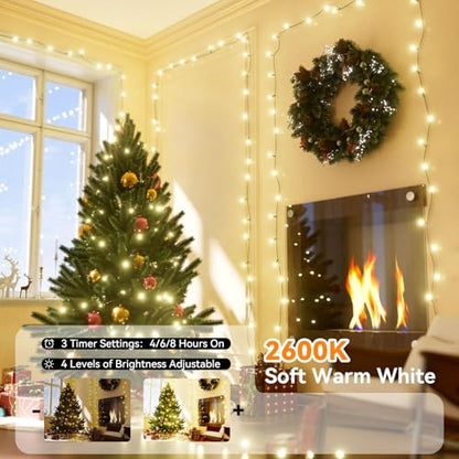 LitHome Color Changing Christmas String Lights Connectable 33Ft 100 LED - color: Green Wire, size: 100LED / 33FT
