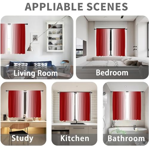 Red White Curtains, Ombre, 2 Panels, 42" W x 63" L, Rod Pocket - color: Red and White, size: 42"W x 63"L (Pack of 2)