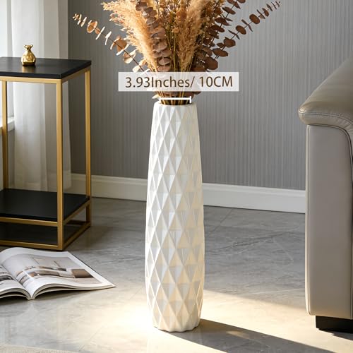 White Tall Ceramic Floor Vase, 24 Inch, Textured Design - color: Shape 2, size: 24 Inch