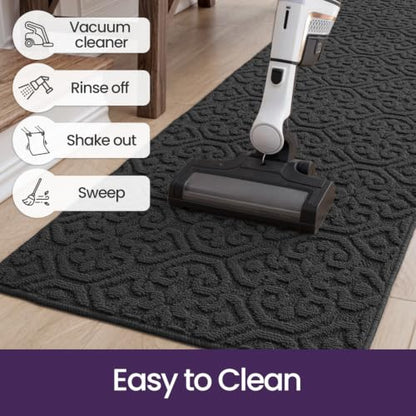 DEXI Hallway Runner Rug Non Slip, 2x6 Washable Runners Carpet, Dark Grey - color: Dark Grey, size: 24" X 72" (Runner)