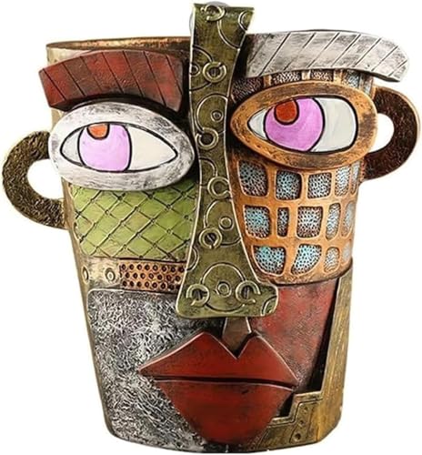 Picasso Pot, Face Planters, Plant Pots Sanxingdui Style, Abstract Head Planter, Handcrafted Planter Resin - Cute and Funky (Retro) - color: Retro