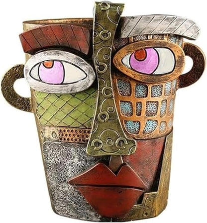 Picasso Pot, Face Planters, Plant Pots Sanxingdui Style, Abstract Head Planter, Handcrafted Planter Resin - Cute and Funky (Retro) - color: Retro