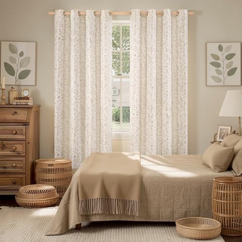 BGment Beige Linen Curtains for Living Room 72 Inch Length 2 Panels - color: Beige, size: 52"W x 72"L (Pack of 2)
