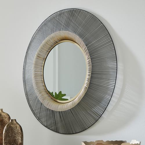 Signature Design by Ashley Dallmen Contemporary Accent Mirror with Thick Frame, Black & Gold
