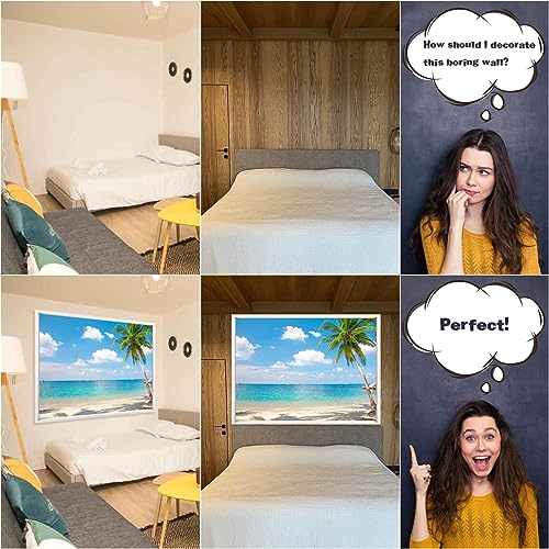 Leeisysme Beach Landscape Tapestry, Tropic Ocean Sea Island Palm Tree Seaside Tapestries for Living Room Summer Window Wall Hanging 60×80 Inch - color: Beach, size: 80"L x 60"W