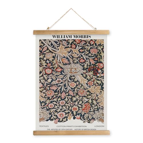 MIDEFINCH William Morris Vintage Ornate Floral Linen Canvas Scroll Poster - color: WILLIAM MORRIS E