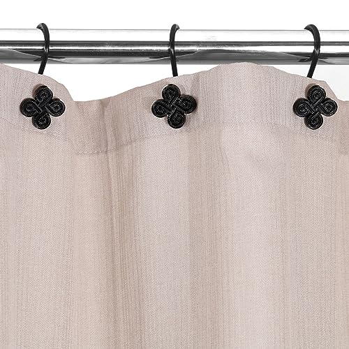 Matte Black Shower Curtain Hooks: Rust Proof Metal Curtain Rings, 12Pcs - color: Matte Black