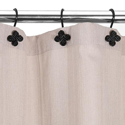Matte Black Shower Curtain Hooks: Rust Proof Metal Curtain Rings, 12Pcs - color: Matte Black